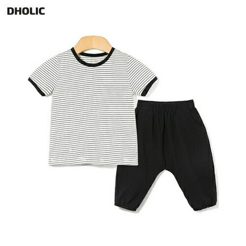 ボーダーTシャツ&パンツSET・p002125 キッズ【3~8才】【set】【セット トップス Tシャツ 半袖 ボーダー 柄 パンツ ズボン 無地 単色 カジュアル 女の子 男の子 子供 こども 子供服 こども服】【KIDS】