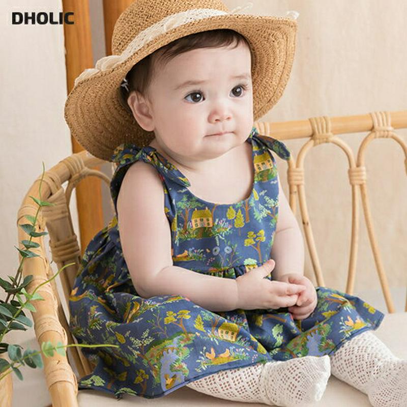 リボンストラップパターンワンピース p002095 キッズ 【0~2才】【ops】【ワンピース ラウンドネック ノースリーブ スリーブレス フレア パターン 柄 女の子 子供 子供服 乳幼児 ベビー用 ベビー服 赤ちゃん 出産祝い プレゼント 春 夏】【KIDS】