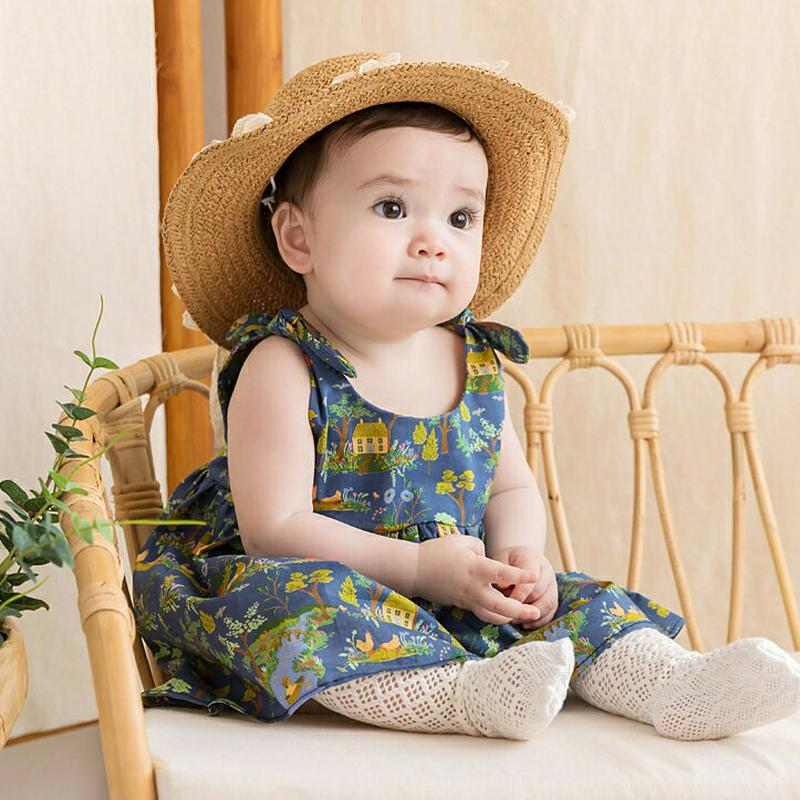 リボンストラップパターンワンピース p002095 キッズ 【0~2才】【ops】【ワンピース ラウンドネック ノースリーブ スリーブレス フレア パターン 柄 女の子 子供 子供服 乳幼児 ベビー用 ベビー服 赤ちゃん 出産祝い プレゼント 春 夏】【KIDS】