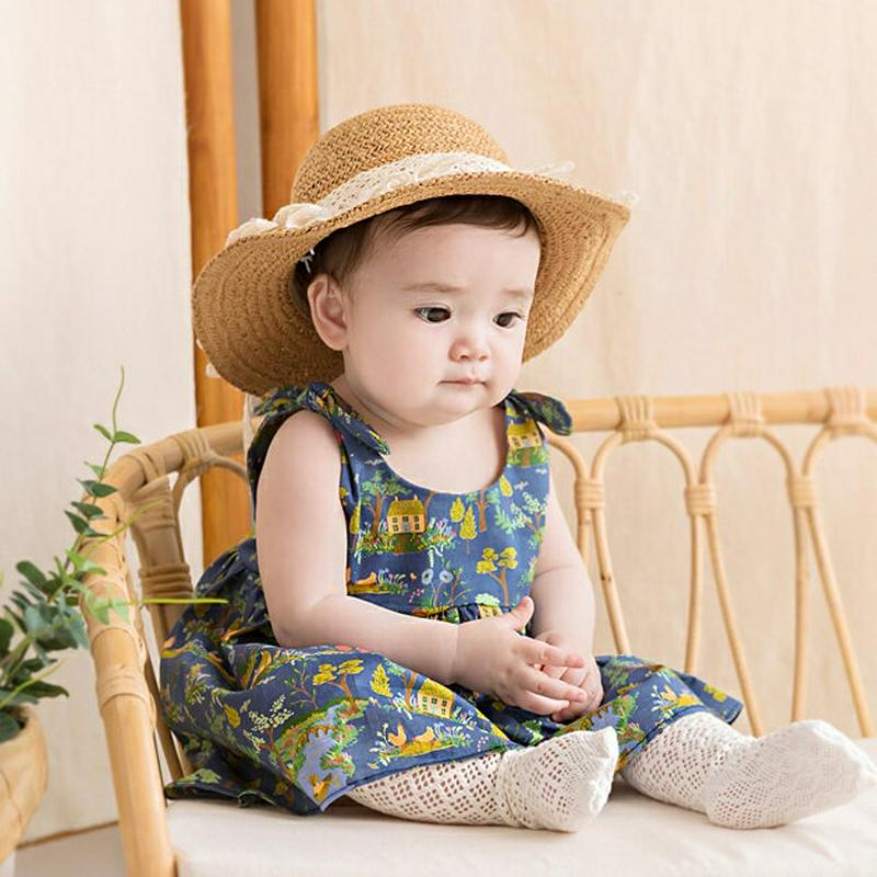 リボンストラップパターンワンピース p002095 キッズ 【0~2才】【ops】【ワンピース ラウンドネック ノースリーブ スリーブレス フレア パターン 柄 女の子 子供 子供服 乳幼児 ベビー用 ベビー服 赤ちゃん 出産祝い プレゼント 春 夏】【KIDS】