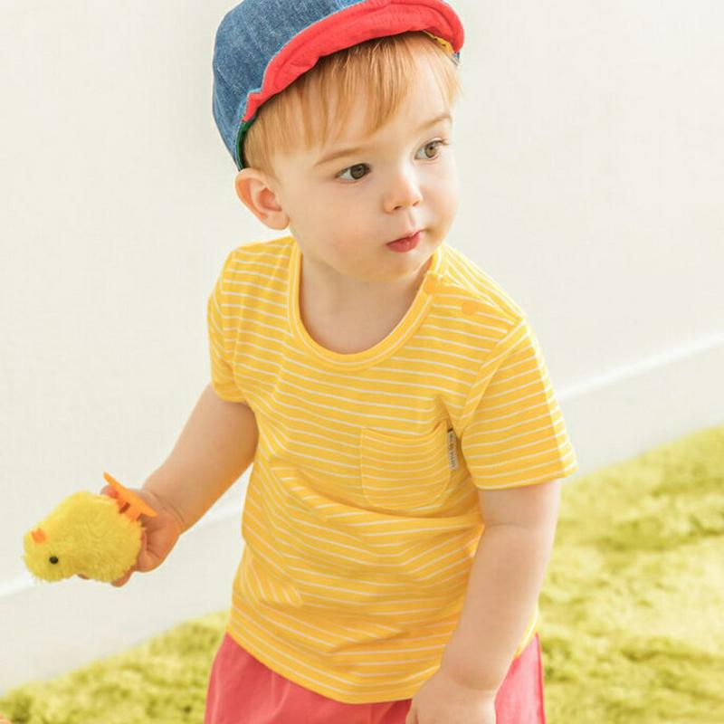 ワンポケットボーダーTシャツ(イエロー) p002069 キッズ 【0~2才】【tops】【トップス Tシャツ カットソー ボーダー 半袖 ハーフスリーブ ラウンドネック 子供 子供服 乳幼児 ベビー用 ベビー服 赤ちゃん 出産祝い プレゼント 春 夏】【KIDS】
