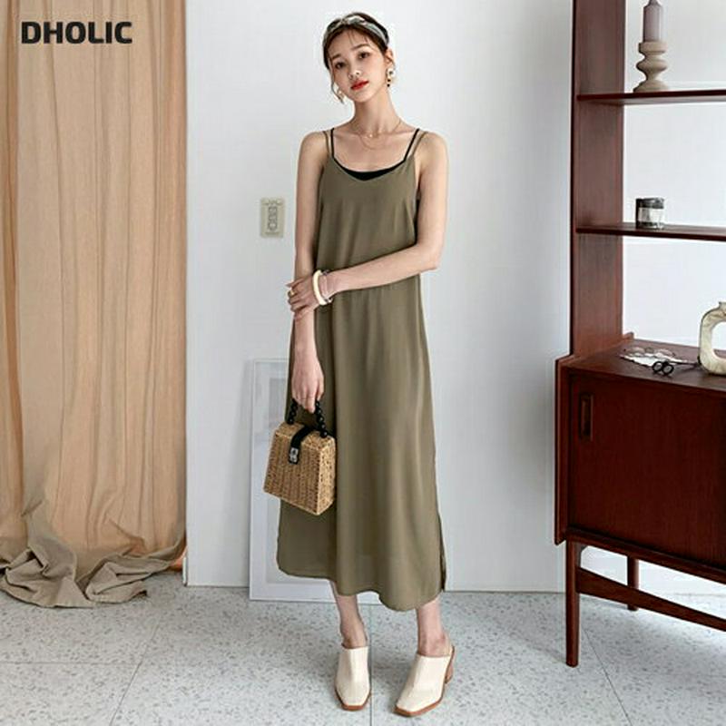 ストラップ付キャミワンピース・全3色・t59376 レディース 【ops】【ワンピース ロング ロングワンピース キャミソール 