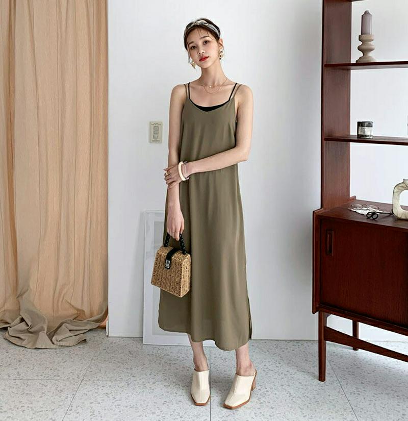 ストラップ付キャミワンピース・全3色・t59376 レディース 【ops】【ワンピース ロング ロングワンピース キャミソール 