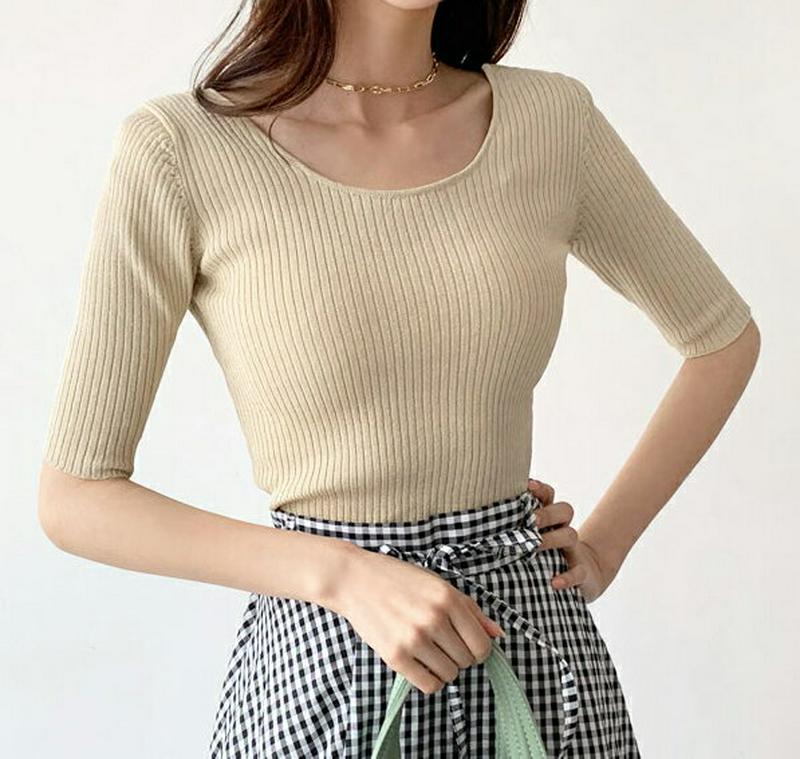 グリッターUネックリブニット・全2色・b59310 レディース 【tops】【トップス ニット ニットトップス リブ リブニット
