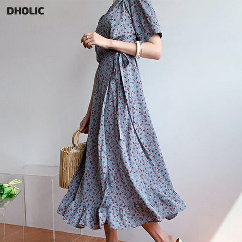 ラップフローラルワンピース・全3色・t59321 レディース 【ops】【ワンピース ロング ロングワンピース 半袖 花柄 小花