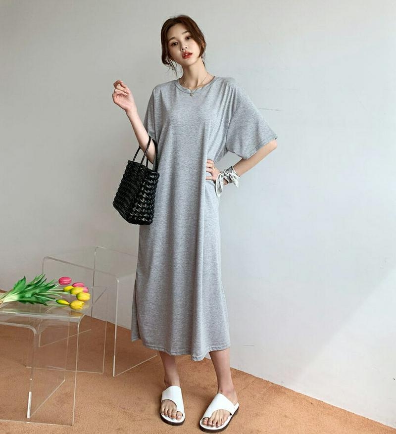 ボクシーワンピース・全3色・t59320 レディース 【ops】【ワンピース ロング ロングワンピース 半袖 ハーフスリーブ 単