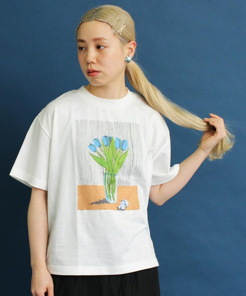 △eiπe TULIPプリント 刺繍Tee