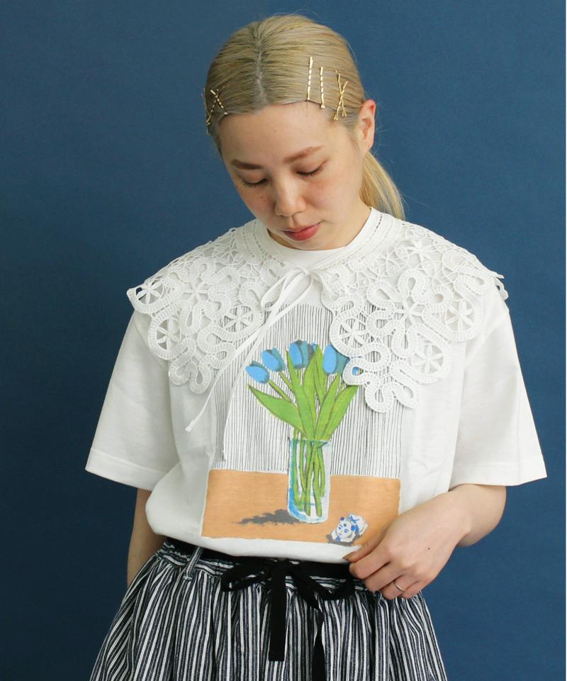 △eiπe TULIPプリント 刺繍Tee