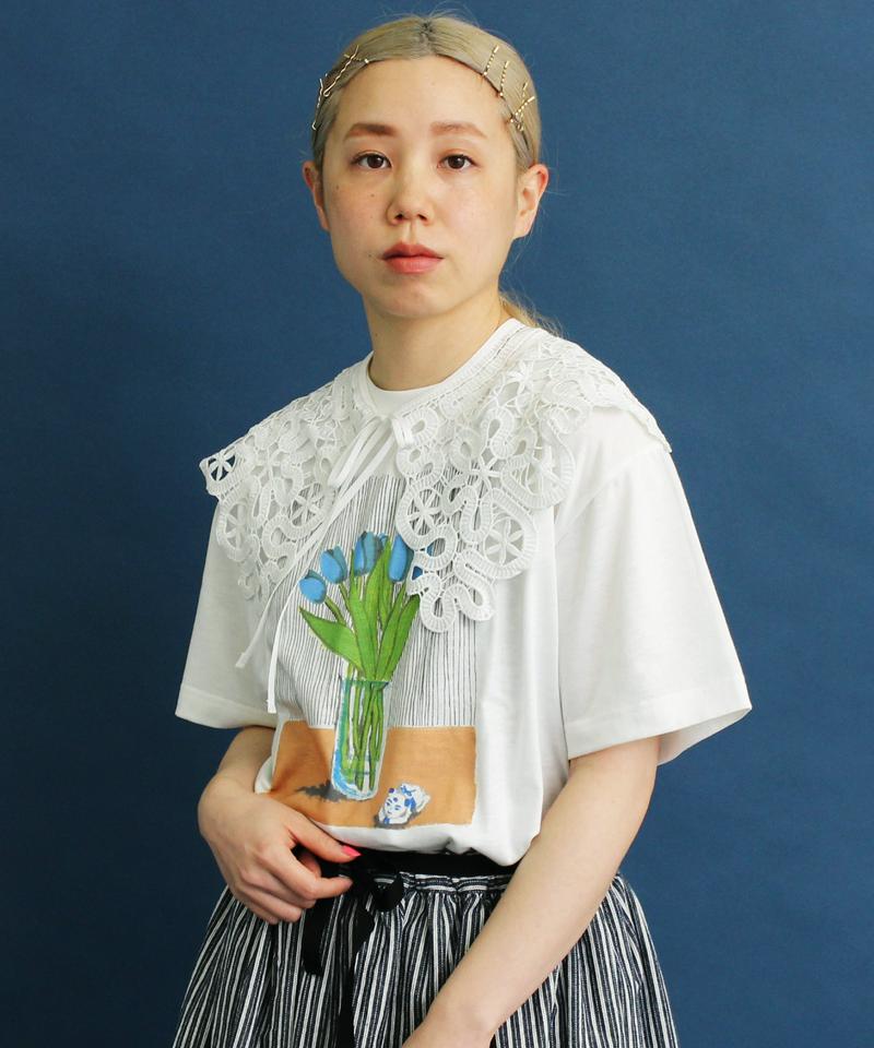 △eiπe TULIPプリント 刺繍Tee