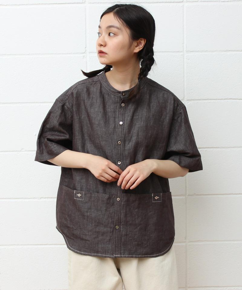 mat リネンコットンデニム　作業ポケットシャツ（mat quotidien）