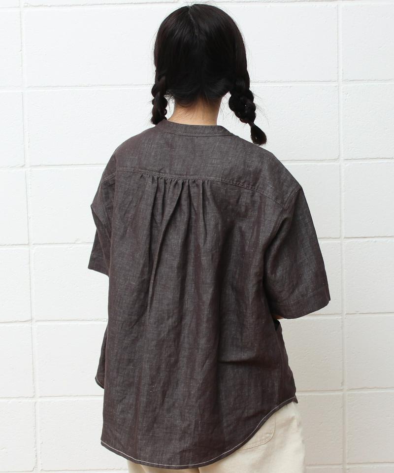 mat リネンコットンデニム　作業ポケットシャツ（mat quotidien）