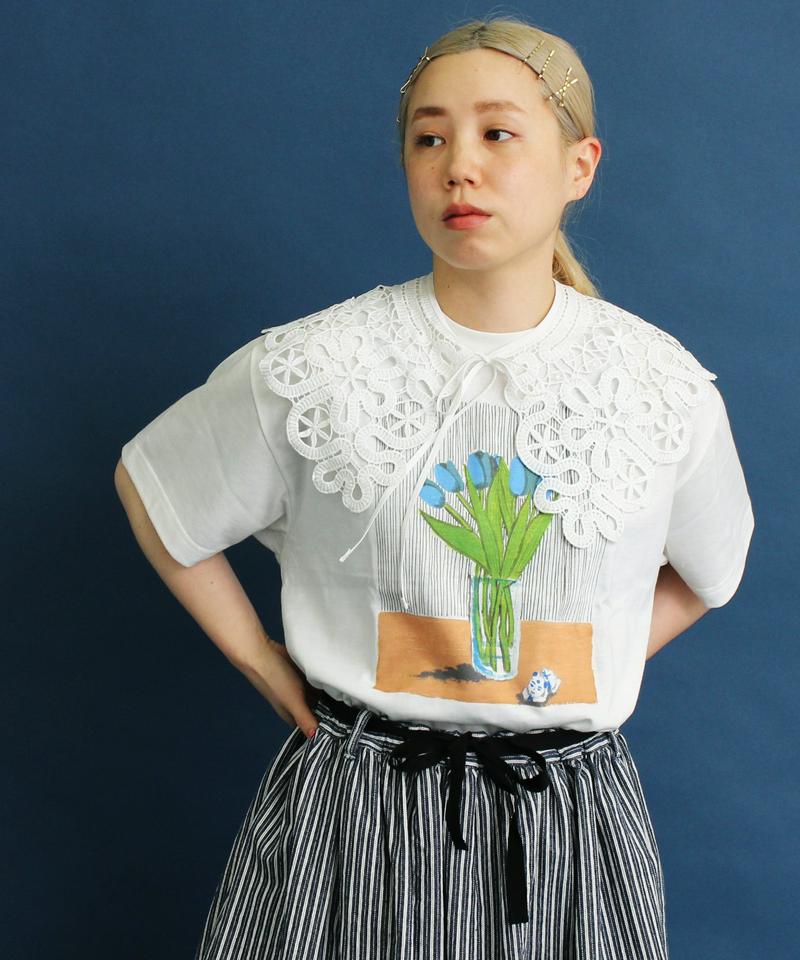 〇eiπe 「うさぎ刺繍」　レース衿パフ袖ブラウス（eiπe）