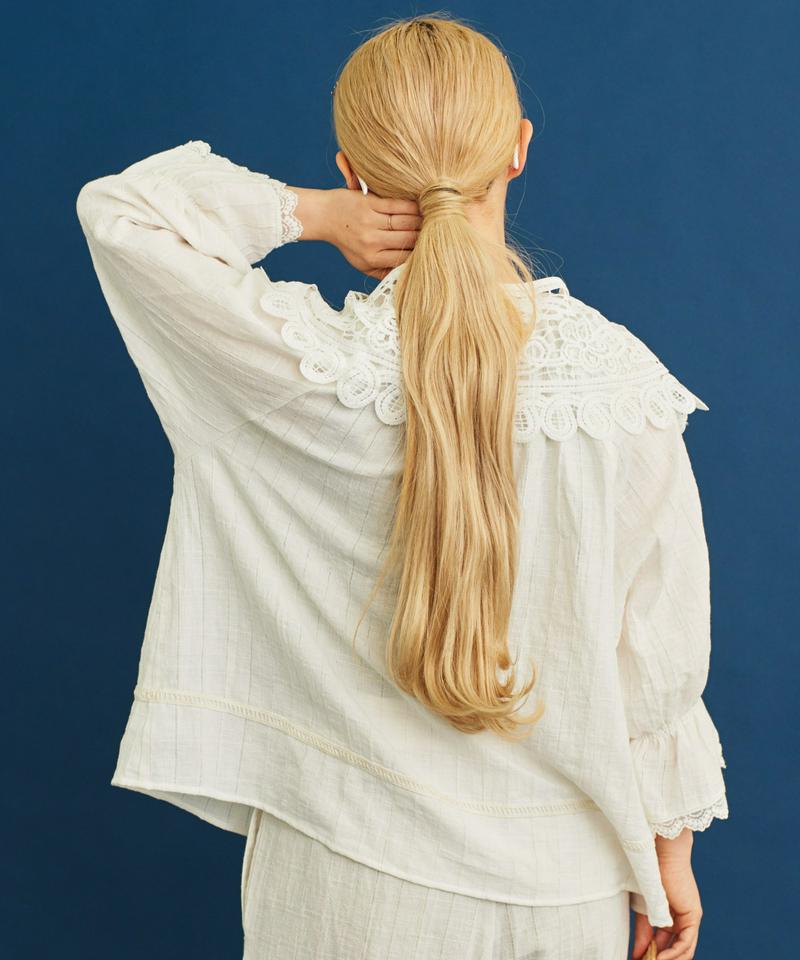〇eiπe 「うさぎ刺繍」　レース衿パフ袖ブラウス（eiπe）