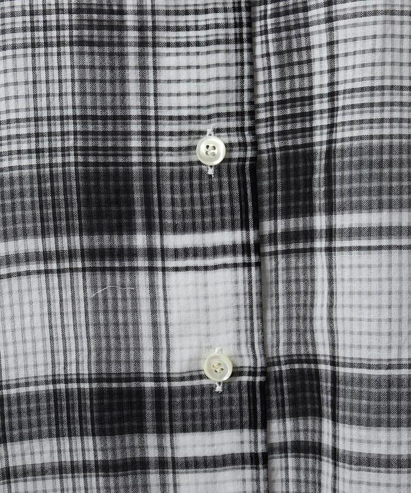 コットンシルクチェックロングシャツ
