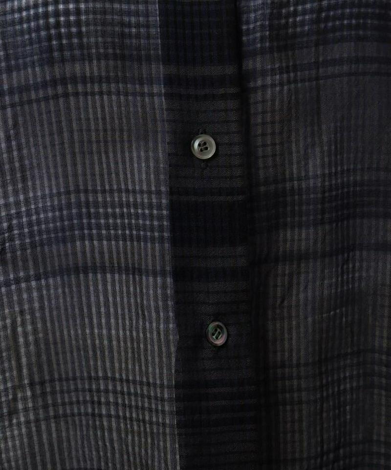 コットンシルクチェックロングシャツ