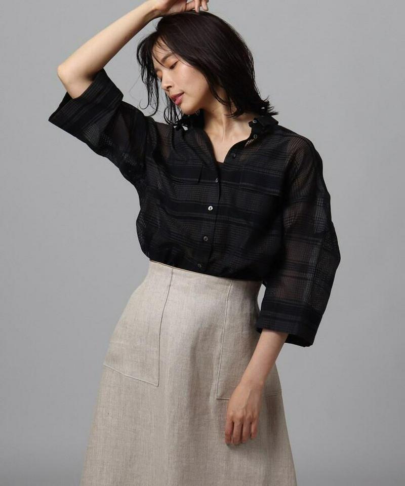 コットンシルクチェックシャツ