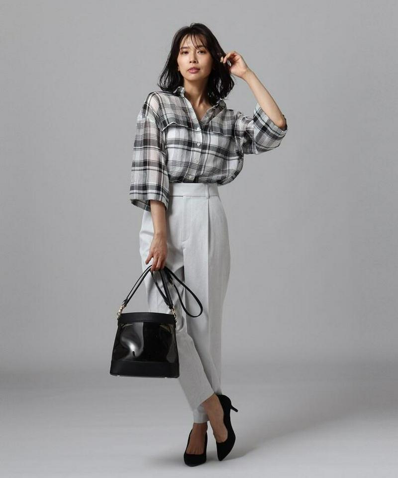 コットンシルクチェックシャツ