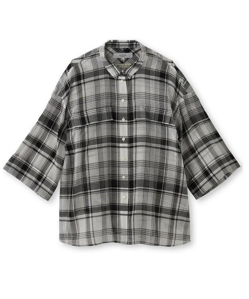 コットンシルクチェックシャツ