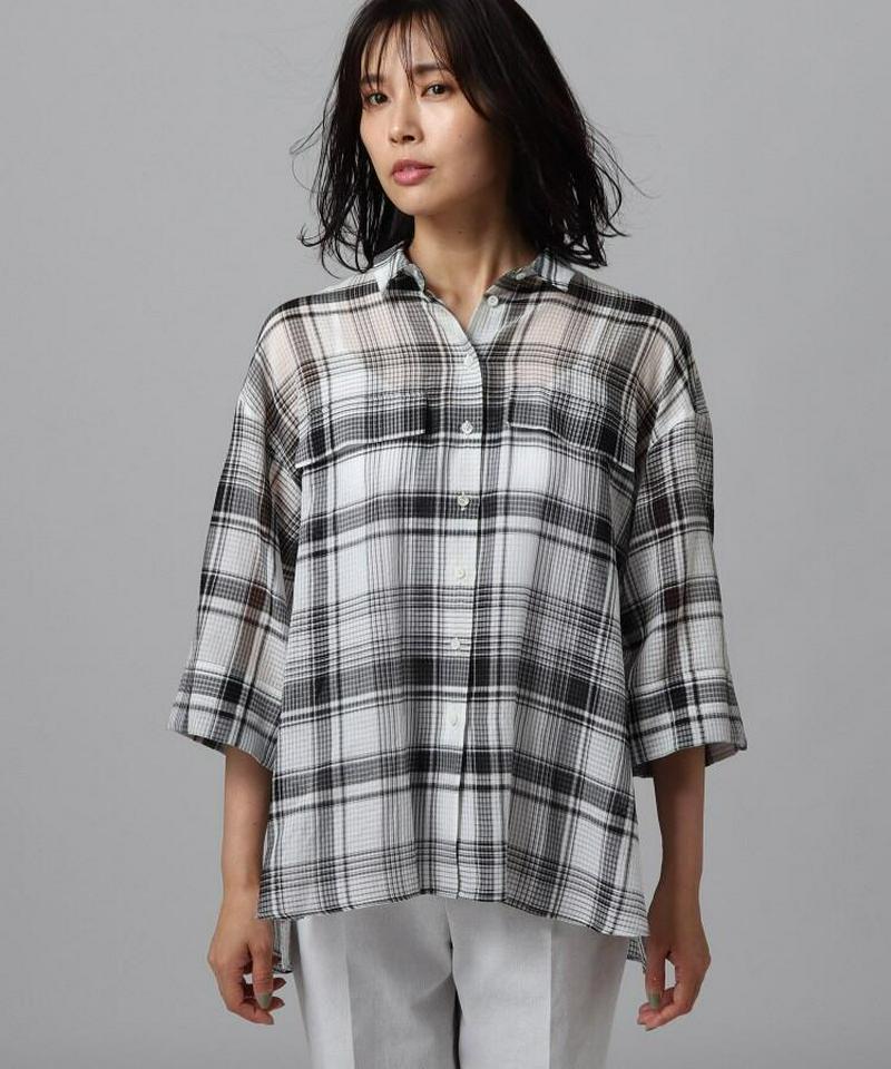 コットンシルクチェックシャツ