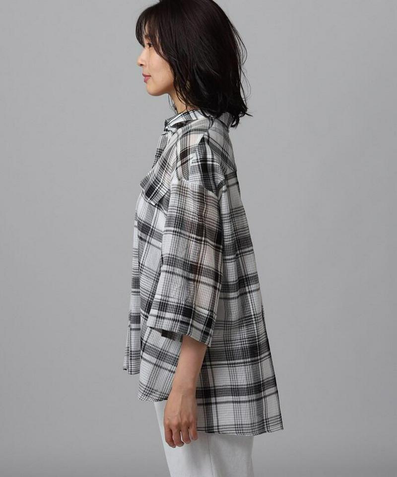 コットンシルクチェックシャツ