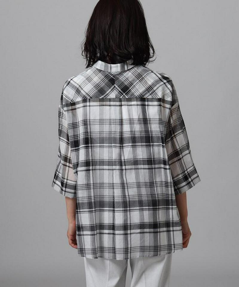 コットンシルクチェックシャツ