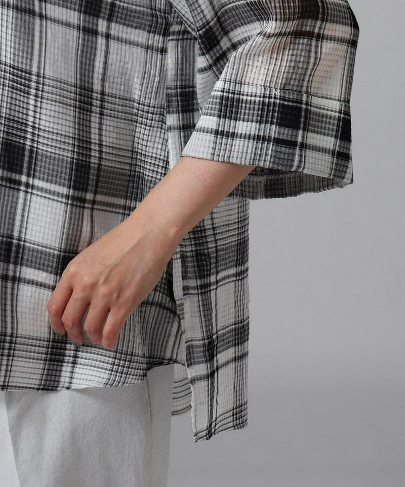 コットンシルクチェックシャツ