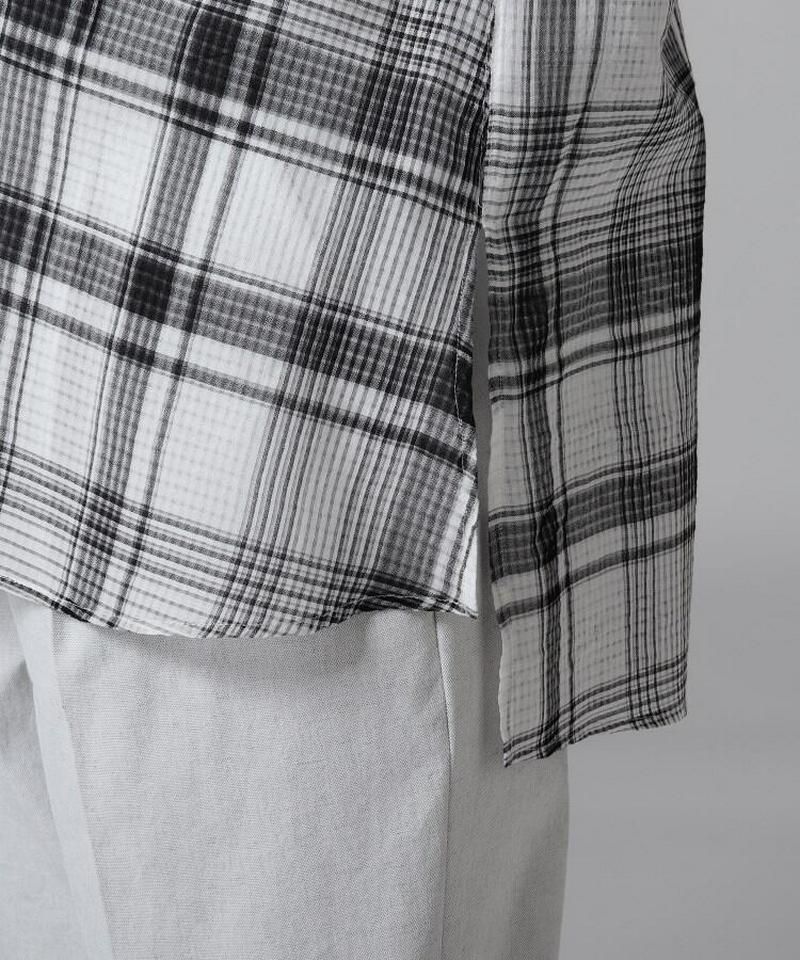 コットンシルクチェックシャツ