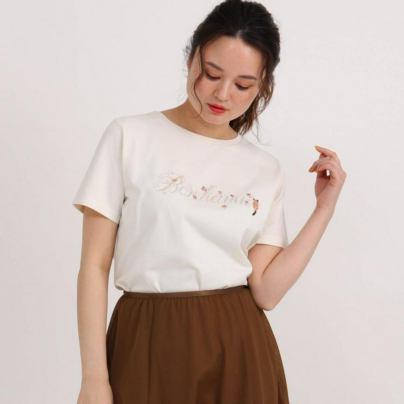 刺しゅうろごフェミニンＴシャツ