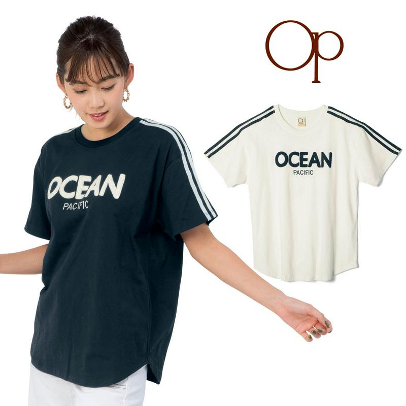 ゆるシルエットで体型カバー◎袖ライン半袖Ｔシャツ【吸汗速乾・ＵＶケア】（オーシャンパシフィック/OCEAN PACIFIC）