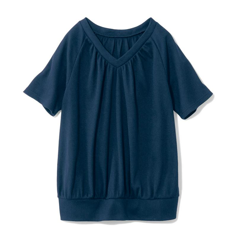 【期間限定セール】におい気にならないＶネックギャザーＴシャツ【抗菌防臭・吸汗速乾】