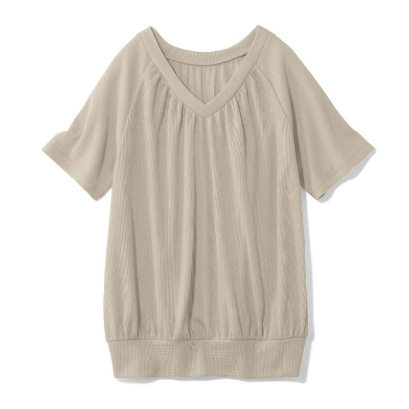 【期間限定セール】におい気にならないＶネックギャザーＴシャツ【抗菌防臭・吸汗速乾】