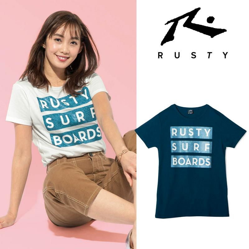 運動時・普段着にもＯＫ！半袖プリントＴシャツ【吸汗速乾・ＵＶケア】（ラスティ/RUSTY）