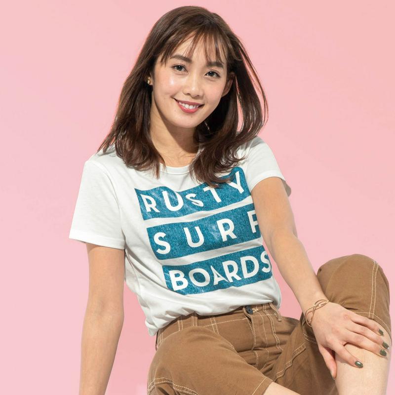 運動時・普段着にもＯＫ！半袖プリントＴシャツ【吸汗速乾・ＵＶケア】（ラスティ/RUSTY）