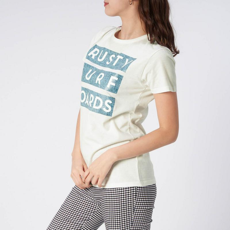 運動時・普段着にもＯＫ！半袖プリントＴシャツ【吸汗速乾・ＵＶケア】（ラスティ/RUSTY）