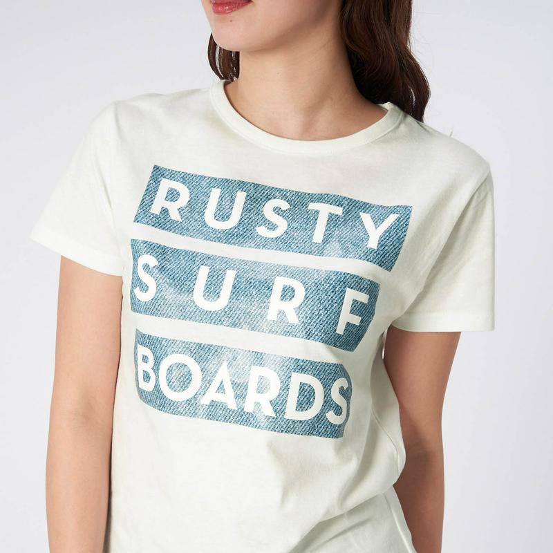 運動時・普段着にもＯＫ！半袖プリントＴシャツ【吸汗速乾・ＵＶケア】（ラスティ/RUSTY）