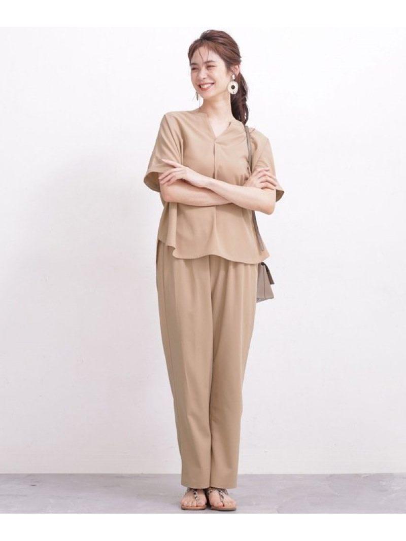 WEB限定/カットジョーゼットスキッパーブラウス+リラックスパンツセット