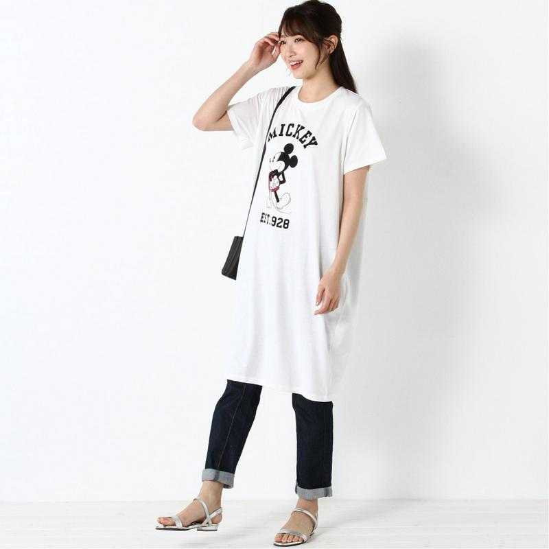 コクーンシルエットプリントＴシャツ「ミッキーマウス」（ディズニー）