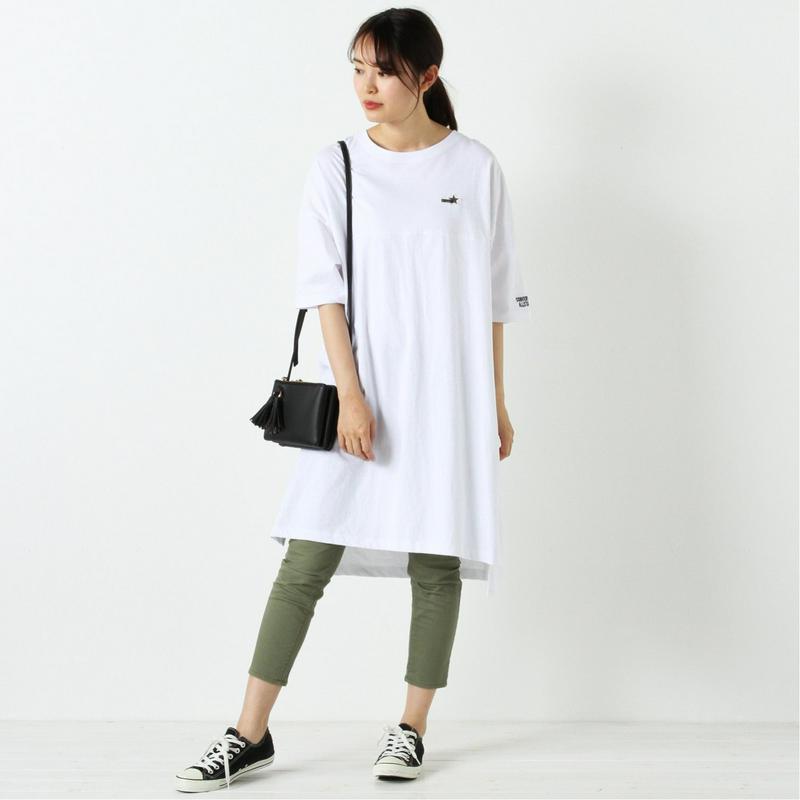 【コンバース】天竺胸切替Ｔシャツワンピース【Ｍ～３Ｌ】（コンバース/CONVERSE）