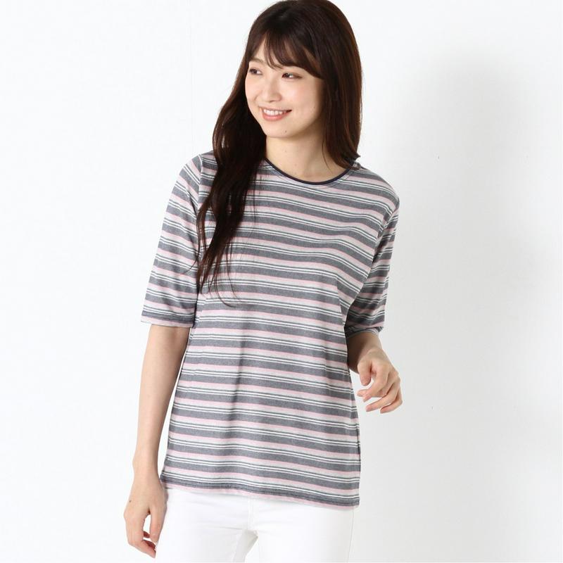 涼しく快適ドライカノコ５分袖Ｔシャツ【無地・ボーダー】