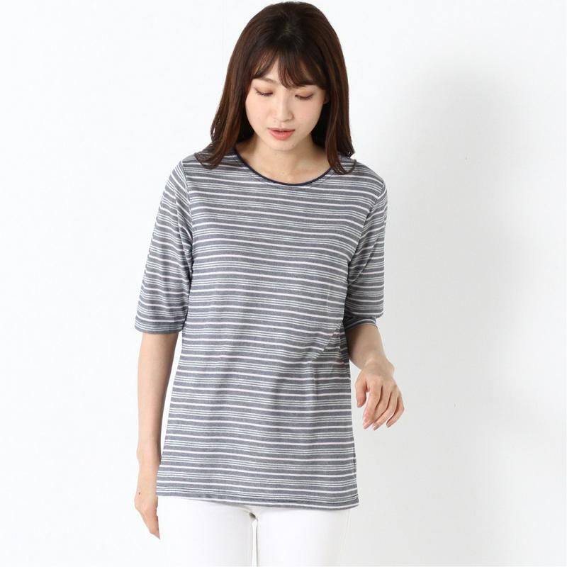 涼しく快適ドライカノコ５分袖Ｔシャツ【無地・ボーダー】