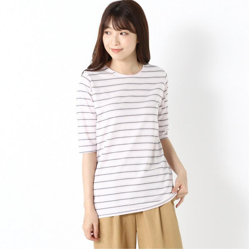涼しく快適ドライカノコ５分袖Ｔシャツ【無地・ボーダー】
