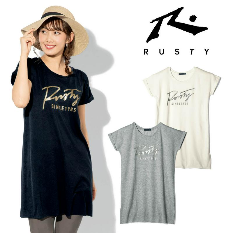 体型カバー効果◎ＵＶ半袖チュニックプルオーバー【水陸両用】（ラスティ/RUSTY）