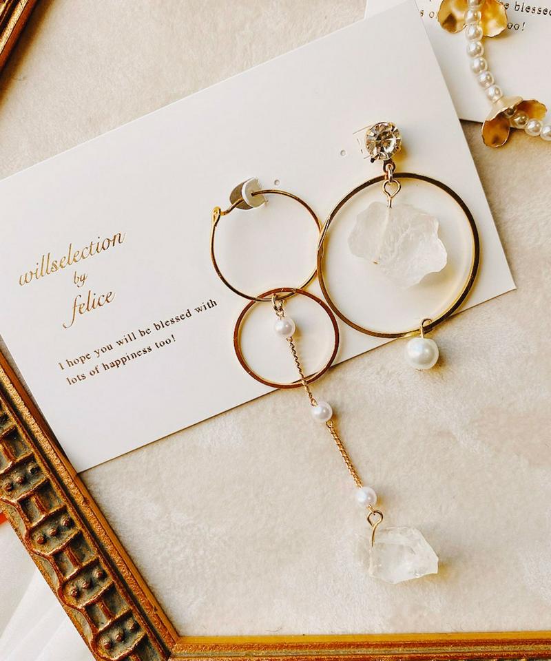 【felice】アシメトリーストーンピアス