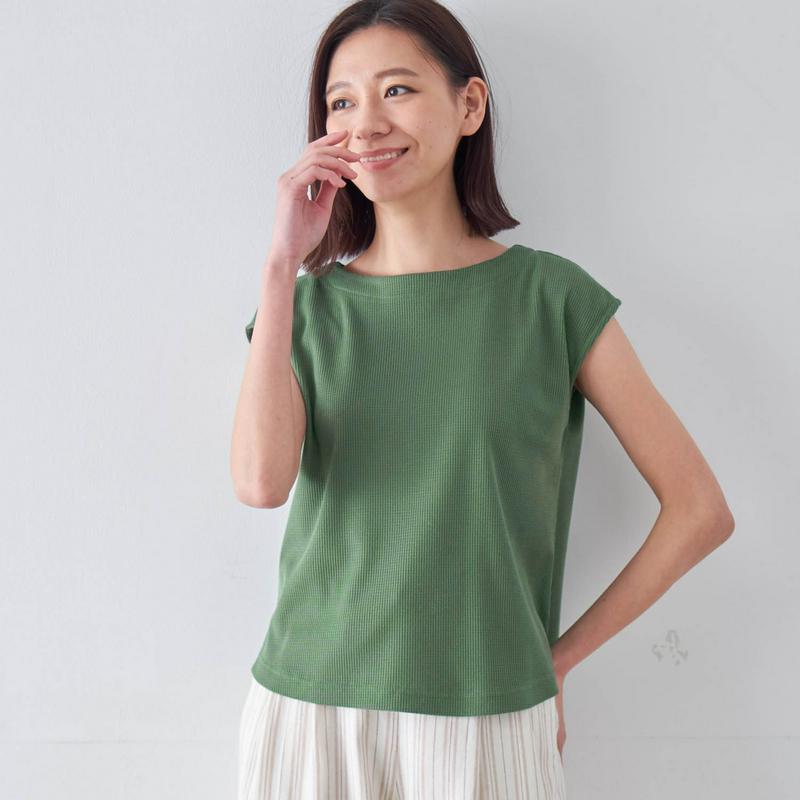 【期間限定セール】ひさし袖ワッフルカットソー【１００洗ＯＫ！抗菌防臭】