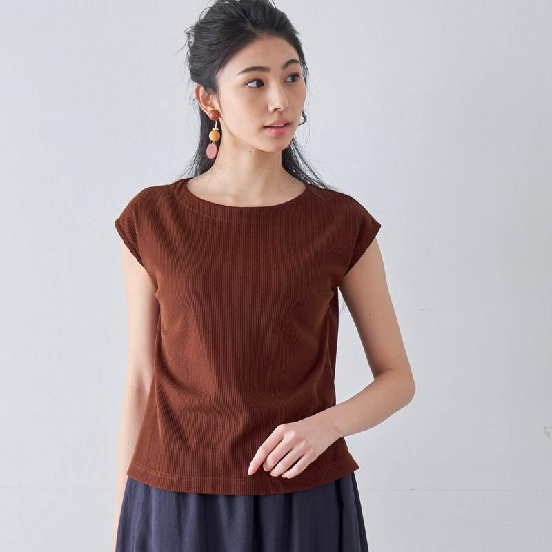 【期間限定セール】ひさし袖ワッフルカットソー【１００洗ＯＫ！抗菌防臭】