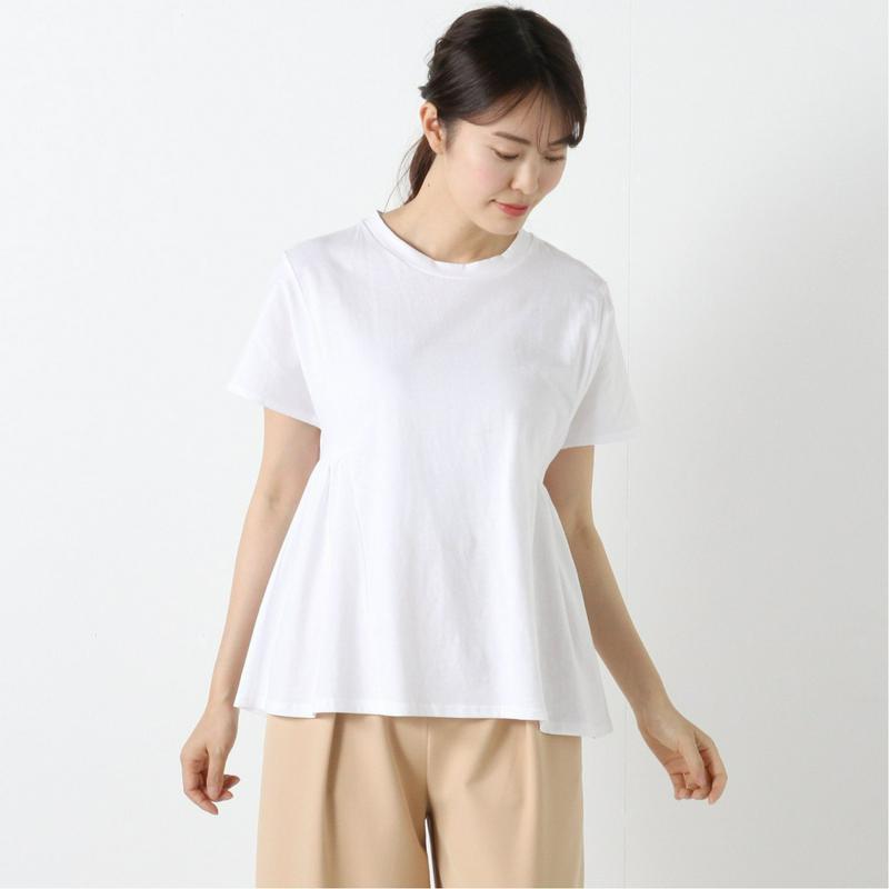 シルケット加工できれいめ見え◎ギャザーＴシャツ