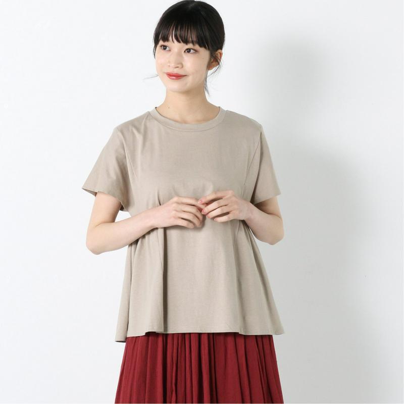 シルケット加工できれいめ見え◎ギャザーＴシャツ