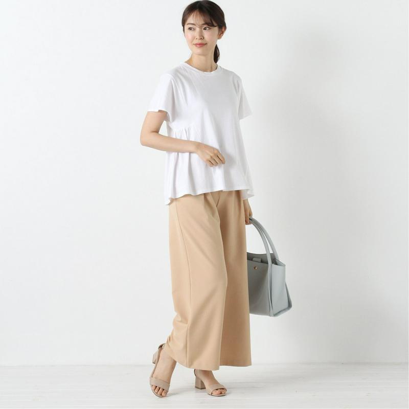 シルケット加工できれいめ見え◎ギャザーＴシャツ