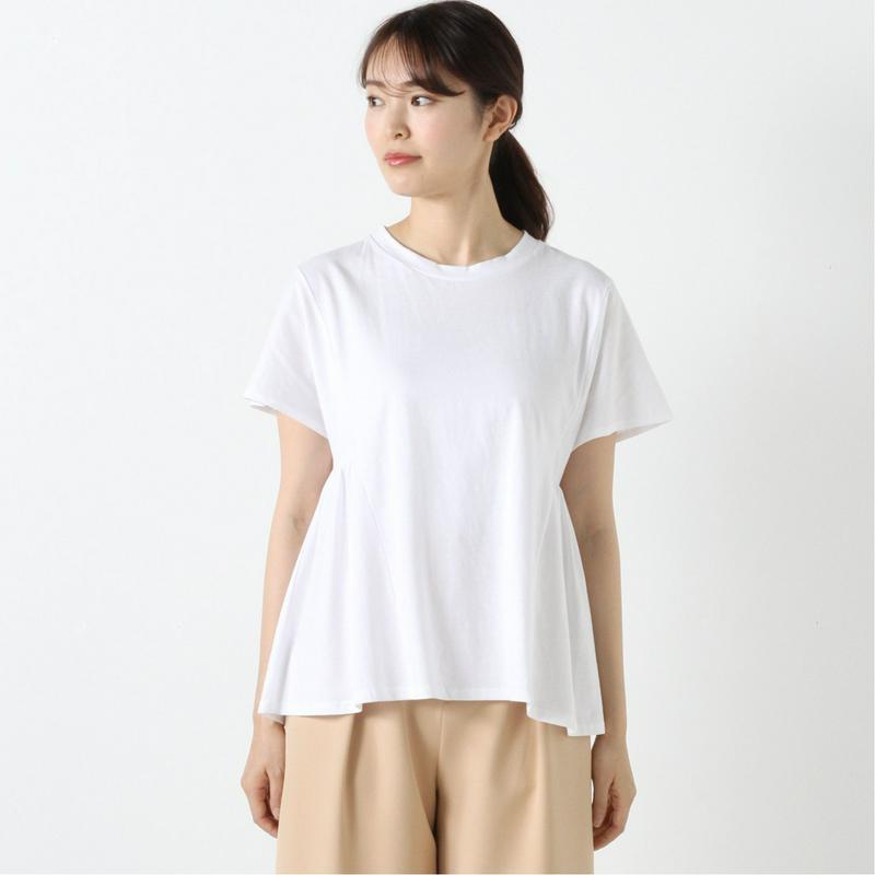 シルケット加工できれいめ見え◎ギャザーＴシャツ