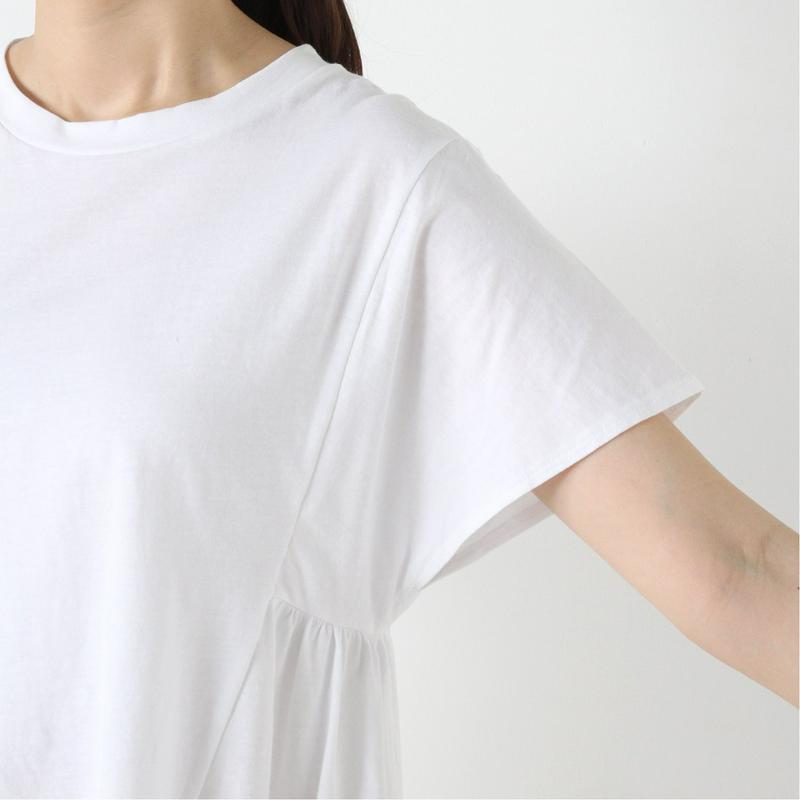 シルケット加工できれいめ見え◎ギャザーＴシャツ